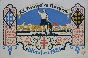 1923 - 13. Deutsches Turnfest Mnchen Postkarte gelaufen (1)