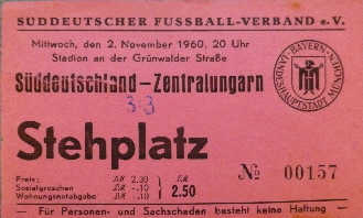 1960-61 2.11.60 Süddeutschland - Zentralungarn
